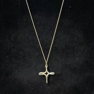 Tiffany & co silver cross necklace 16”chain guc
